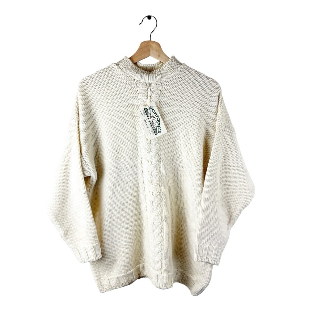 Aran Crafts Ireland Fisherman's 100% Wool Knit Crewneck Sweater NWT Medium